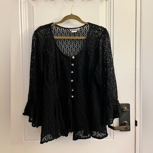 Vintage Diana Marco Crochet Button Top